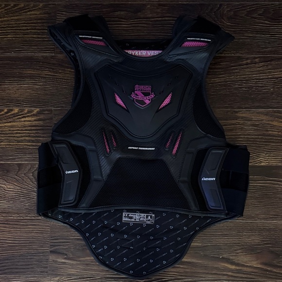 ICON Black and Pink Riding Vest - Picture 1 of 3